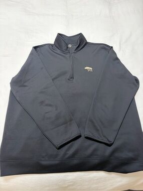 Antigua Black Quarter-Zip Pullover with Gold Logo